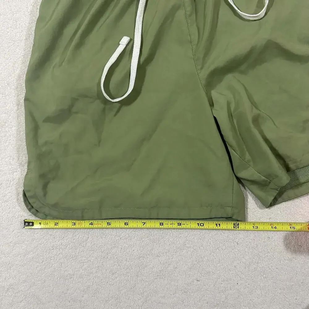 Nike Olive Green Mesh Lined Swim Shorts Men's Size M Drawstring Swoosh